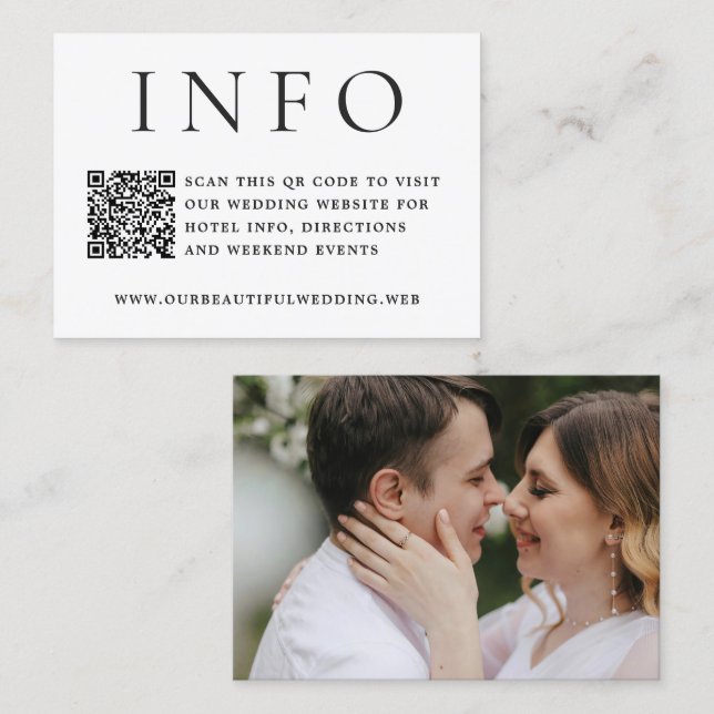 Modern Photo Editorial QR Code Wedding Enclosure Card (Front/Back)