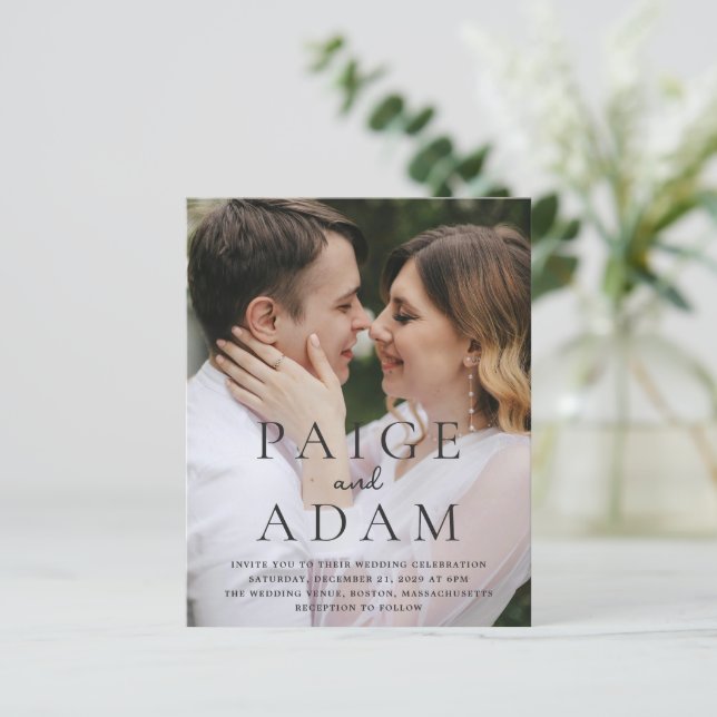 Modern Photo Editorial Wedding Invitation (Standing Front)