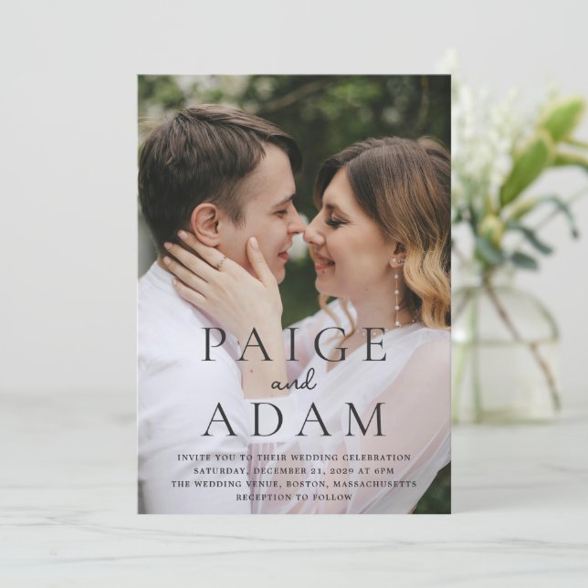 Modern Photo Editorial Wedding Invitation (Standing Front)