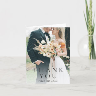Modern Photo Editorial Wedding Thank You Card
