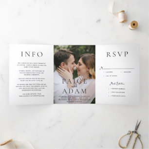 Modern Photo Editorial Wedding Tri-Fold Invitation