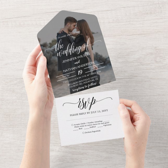Modern Photo Elegant All In One Invitation (Tearaway)
