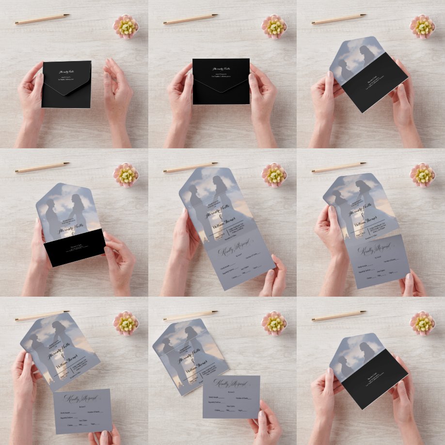 Modern  Photo Elegant Customized Wedding  All In O All In One Invitation