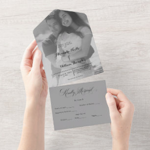 Modern  Photo Elegant Customized Wedding  All In O One Invitation