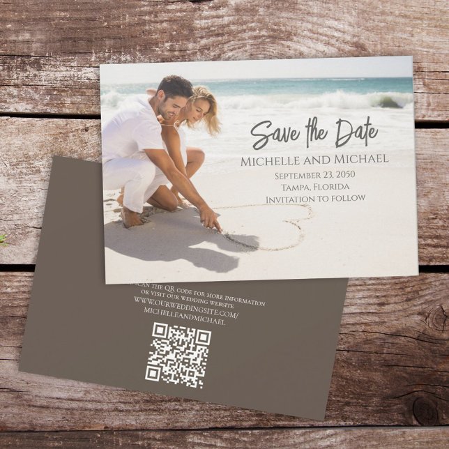 Modern Photo Elegant Save the Date Script QR Code (Creator Uploaded)