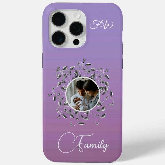 Modern Photo Elegant Script Vines Leaves Case-Mate iPhone Case (Back)