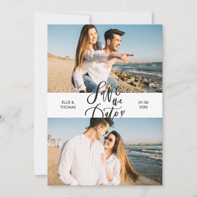 Modern Photo Elegant Script Wedding Save The Date (Front)