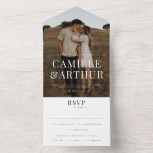 Modern Photo Elegant Stylish RSVP Wedding  All In One Invitation