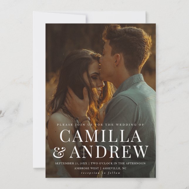 Modern Photo Elegant Stylish Wedding  Invitation (Front)