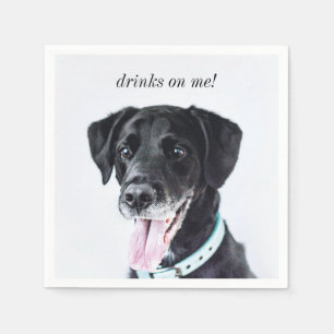 Modern Photo Elegant Thank You Dog Pet Wedding Napkin