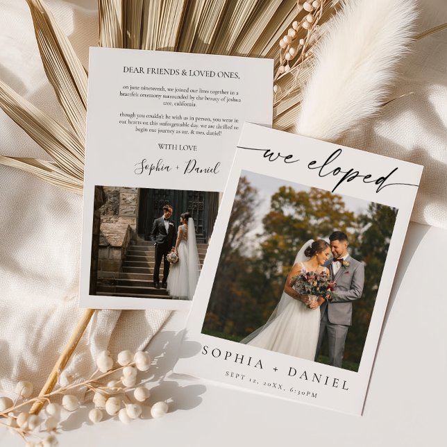  Modern Photo Elopement Announcement Card (Creator Uploaded)