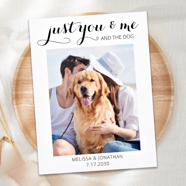 Modern Photo Elopement Just Married Dog Wedding Announcement Postcard (Creator Uploaded)