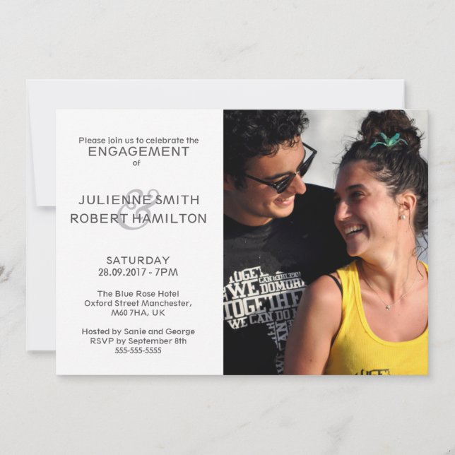 Modern Photo Engagement Wedding Shower Invitations (Front)