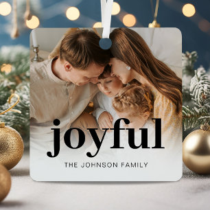 Modern Photo Family Christmas Metal Ornament