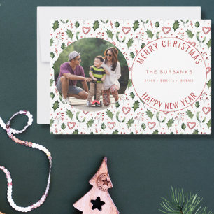 Modern Photo Family Christmas Pattern Holiday Card