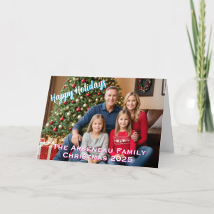Modern Photo Family Happy Holidays Personalize Card