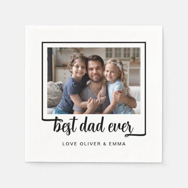 Modern Photo Father's Day Napkin (Front)
