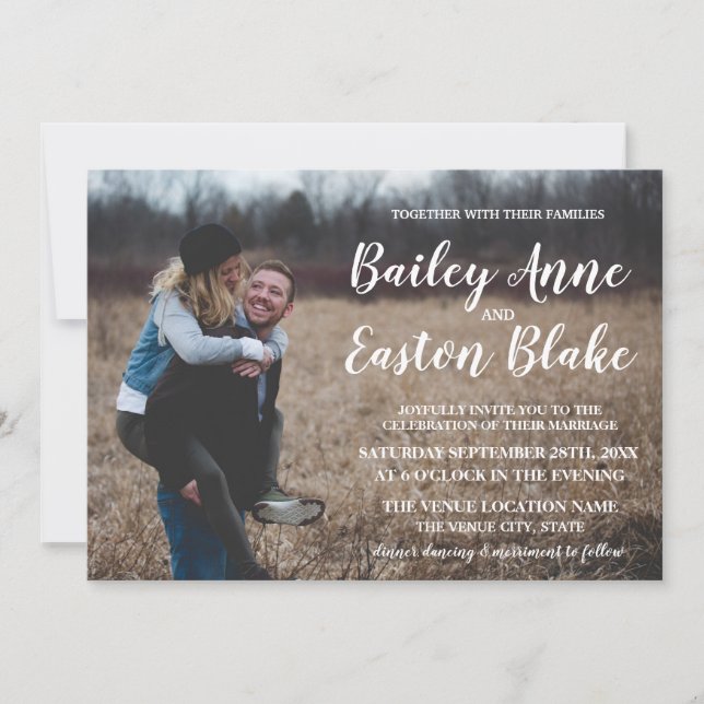 Modern Photo Forest Woods Natural Wedding Invitation (Front)