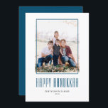 Modern Photo Frame Happy Hanukkah Holiday Card<br><div class="desc">Happy Hanukkah! Send Hanukkah wishes to family and friends with this customizable photo Hanukkah card. It features modern typography and a simple photo frame. Personalize by adding names and a photo. This modern Happy Hanukkah card is available on other cardstock.</div>