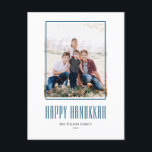 Modern Photo Frame Happy Hanukkah Holiday Postcard<br><div class="desc">Happy Hanukkah! Send Hanukkah wishes to family and friends with this customizable modern Hanukkah postcard. It features modern typography and a simple photo frame. Personalize by adding names and a photo. This simple Happy Hanukkah postcard is available on other cardstock.</div>