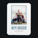 Modern Photo Frame Happy Hanukkah Magnet<br><div class="desc">Happy Hanukkah! Send Hanukkah wishes to family and friends with this customizable photo Hanukkah magnet. It features modern typography and a simple photo frame. Personalize by adding names and a photo. This modern Happy Hanukkah magnet is available on other cardstock.</div>