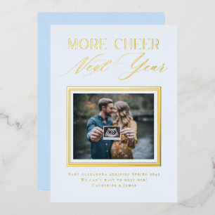 Modern Photo Frame Holiday Pregnancy Announcement