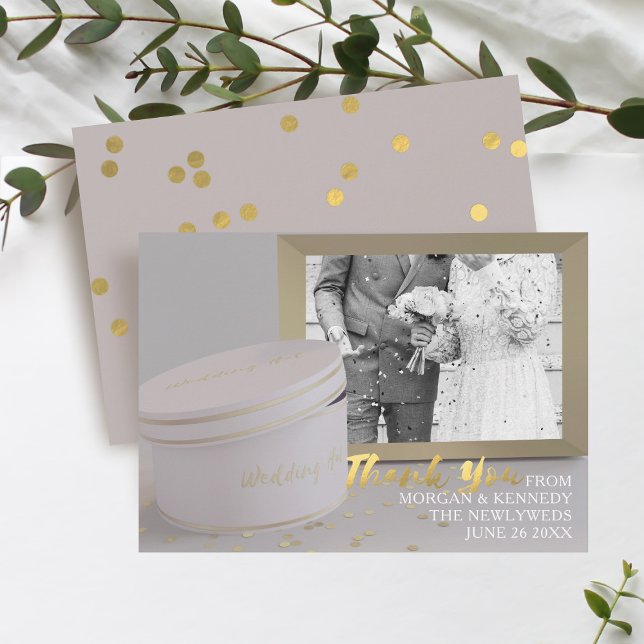 Modern Photo Frame Wedding Thank You Card (Add your photo and names to this thank you card)