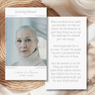 Modern Photo Funeral Prayer Card