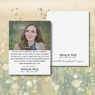 Modern Photo Funeral Thank You Card
