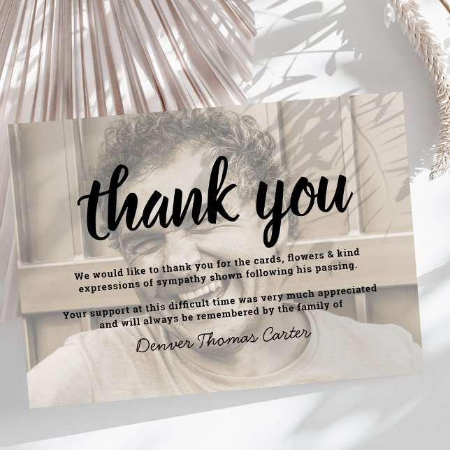 Modern Photo Funeral Thank You Sympathy Card (Creator Uploaded)