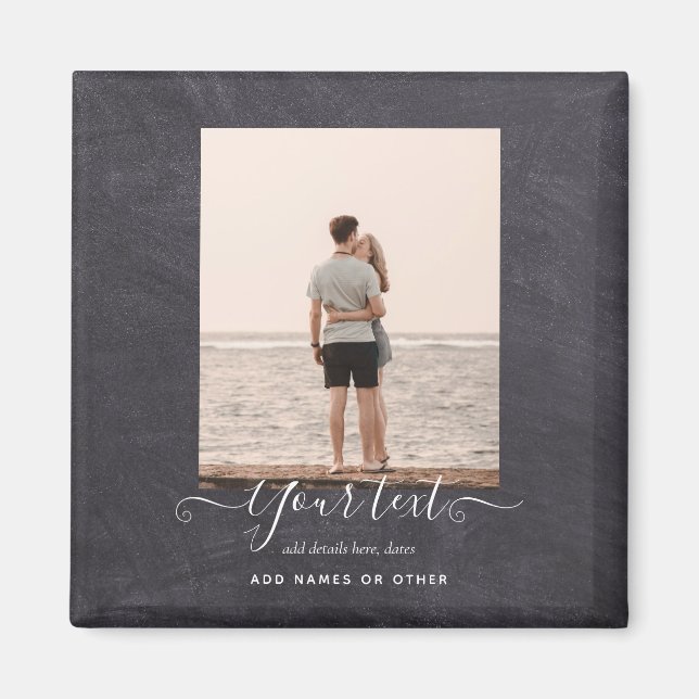 Modern PHOTO Gift Custom Text Chalkboard Theme Magnet (Front)
