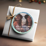 Modern Photo Glitter Merry Christmas  Classic Rou Classic Round Sticker<br><div class="desc">Modern Photo Glitter Merry Christmas  Sticker.</div>