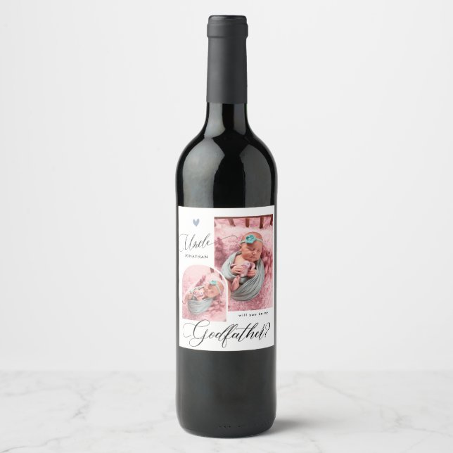 Modern Photo Godfather Proposal   Wine Label (Front)