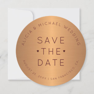 Modern photo gold burgundy wedding save the date