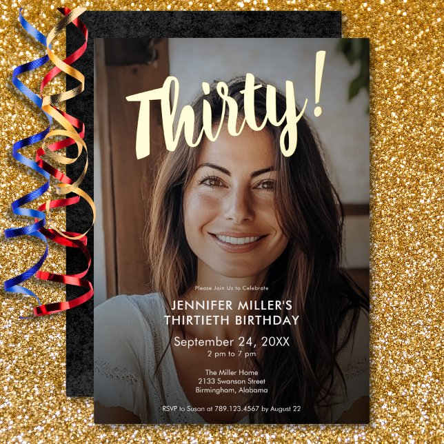 Modern Photo & Gold Foil 30th Birthday (Modern Photo & Gold Foil 30th Birthday Foil Invitation)