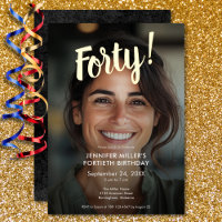 Modern Photo & Gold Foil 40th Birthday