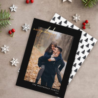 Modern Photo Gold Merry Christmas Black