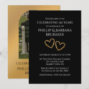 Modern Photo Golden 50th Wedding Anniversary Party Invitation