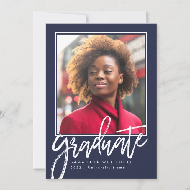 Modern Photo Graduate Announcement Navy Blue 2022 (Front)