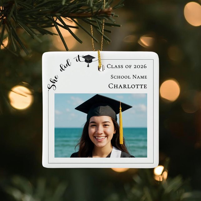 Modern photo Graduate Ceramic Ornament (Creator Uploaded)
