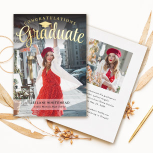 Modern Photo Graduate Foil Invitation