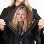 Modern Photo Graduate Script Tassel Topper<br><div class="desc">This graduate cap topper features a full photo and trendy handwriting script text overlay. Personalize with a photo of the graduate,  grad's name and school.</div>