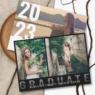 Modern Photo Graduation Announcement Black