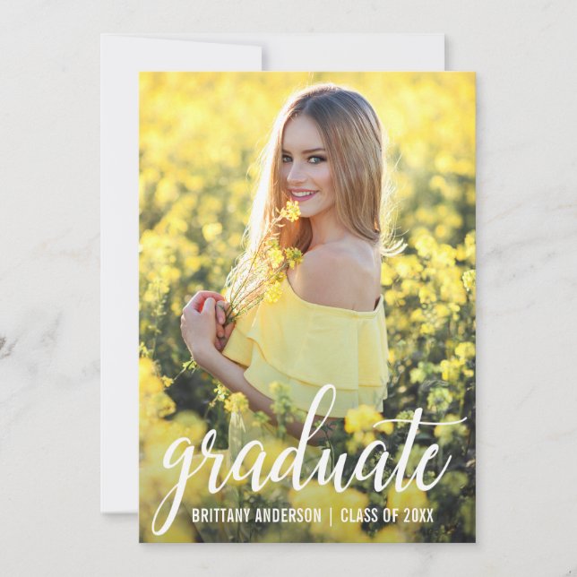 Modern Photo Graduation Announcement Card W (Front)