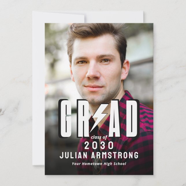 Modern Photo Graduation Announcement & Grad Party (Front)