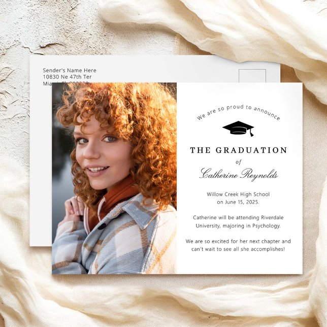 Modern Photo Graduation Announcement Postcard (Creator Uploaded)