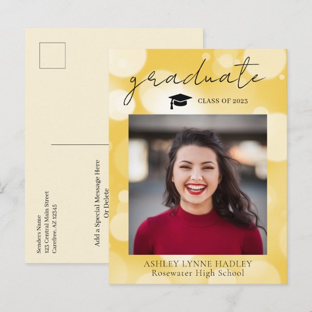 Modern Photo Graduation Announcement Postcard (Front/Back)