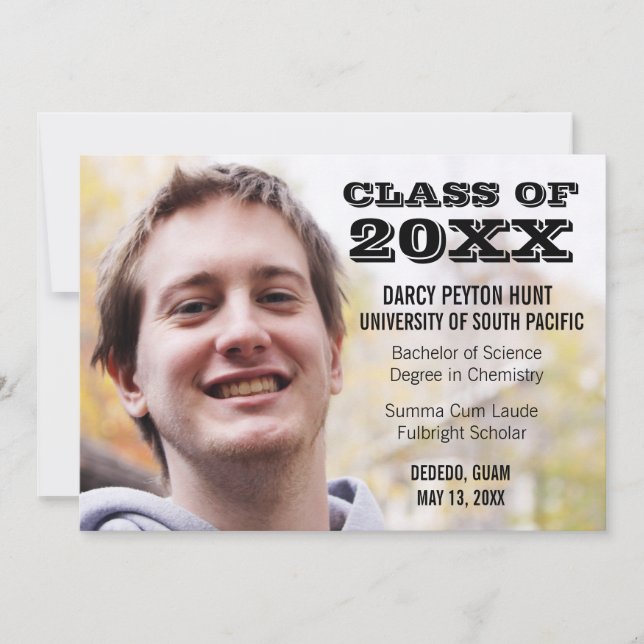 Modern Photo Graduation Announcements (Front)