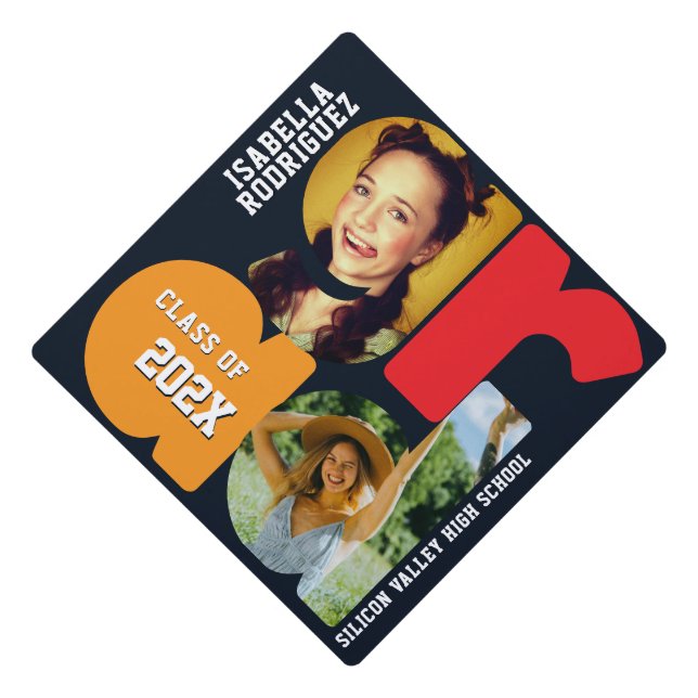 Modern Photo Graduation Cap Topper (Front)