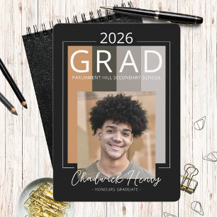 Modern Photo Graduation Colour Block Class of 2026 Invitation